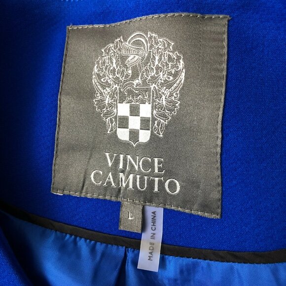 Vince Camuto Womens Coat Collarless Asymmetrical Zip Boxy Cobalt Blue Size L - Picture 3 of 5